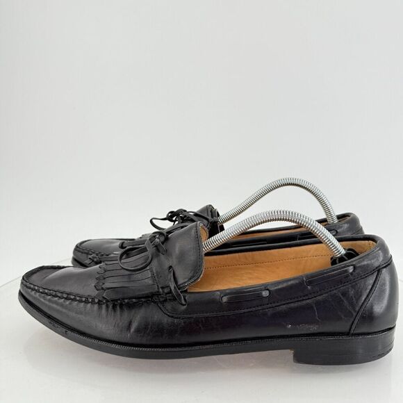 Allen Edmonds Alton Loafers Men\'s Size 11.5 B Black Leather Kittie Bow Tie  Shoe main image 7